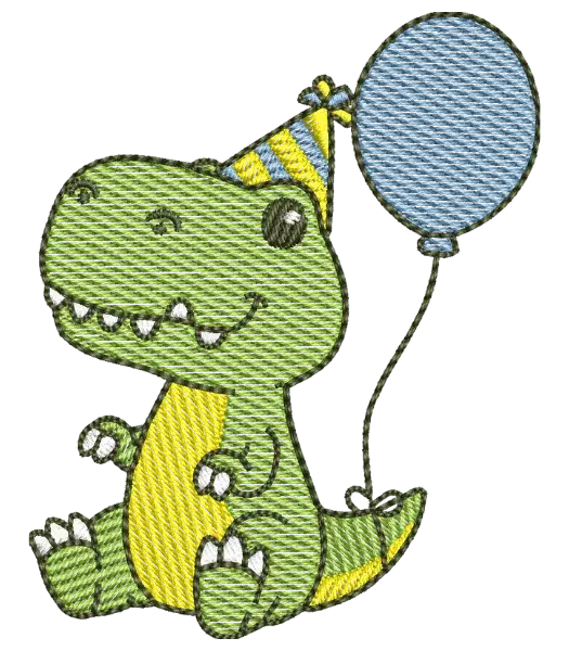 Matriz de Bordado Tiranossauro Rex Aniversario